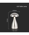 Outlet: V-Tac oppladbar CCT bordlampe - Champagne/gull, IP20, touch dimbar, modell mini