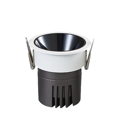 11W Ø8,4cm innfellingsspot dimbar RA92 - Hull: Ø7,5 cm, Mål: Ø8,4 cm, Sort reflektor, hvit kant