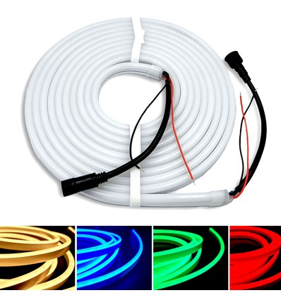 10m RGB+WW Neon Flex LED-strip - 24V, 16W/m, IP65, 3000K varmhvit