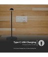 Outlet: V-Tac oppladbar 3i1 bordlampe - Svart, IP20, touch dimbar, modell mini