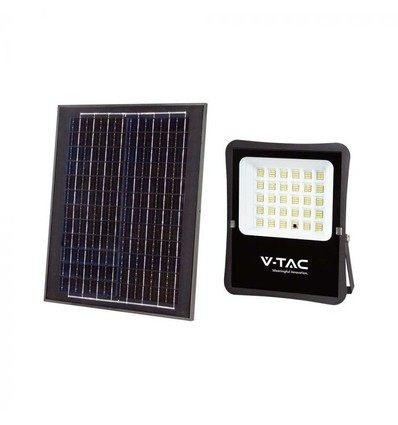 V-Tac 20W Solar flomlys LED - Svart, inkl. solcelle, fjernkontroll, IP65