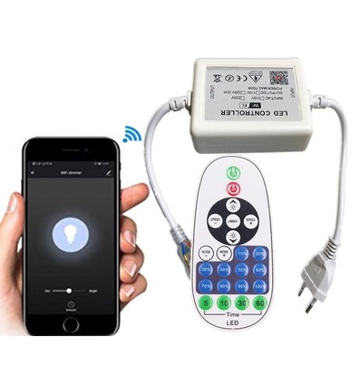 230V WiFi Smart Home dimmer - Inkl. endestykke, til 230V (COB), minnefunksjon, max 50 m