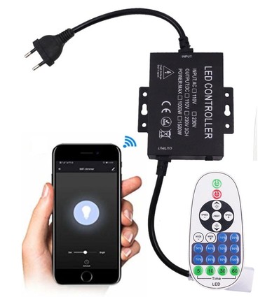 230V WiFi Smart Home dimmer - Inkl. endestykke, til 230V (COB), minnefunksjon, max 80 m