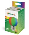 E27 1W RGB LED kronepære - G45, 260 grader, fargeskiftende, dekorasjonspære
