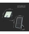 30W Solcelle lyskaster LED - IP65, Sort, inkl. solcelle, fjernkontroll, innebygd batteri