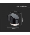 1W Vegglampe LED - IP54, rund, sort, solcelle