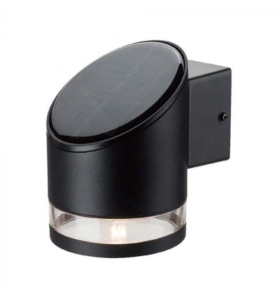 1W Vegglampe LED - IP54, rund, sort, solcelle