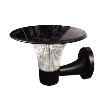 15W Solcelle vegglampe LED - IP65, sort, sensor