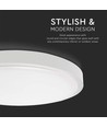 24W LED taklampe - Ø29,5cm, høyde: 5,5cm, hvit kant