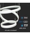 92W dimbar lysekrone med 3 ringer - Ø60cm, varm hvit, mykt lys