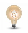 E27 5W LED Globepære Spiral Filament - Ø95mm, Ekstra Varm Hvit, Kultråd