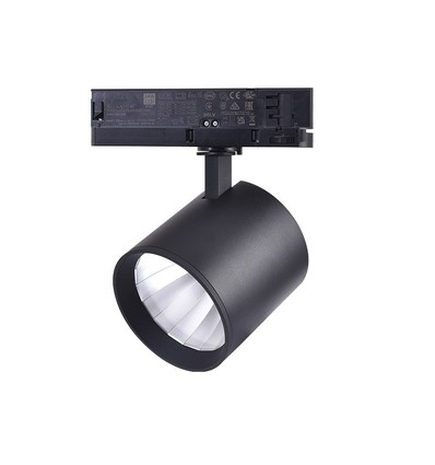 30W 3-faset RA90 skinnespot - 175 lm/W, 38 grader, Sort