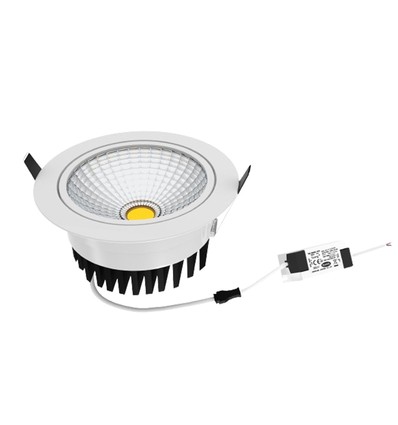 5W Ø8,5cm COB innfellingsspot RA80 - Hull: Ø7 cm, Mål: Ø8,5 cm, hvit kant, 2700K