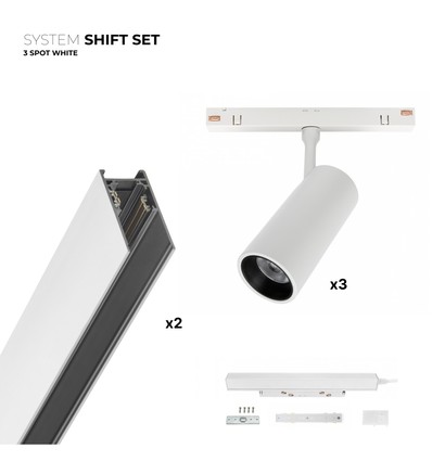 3x SHIFT spotsett - 2 meter komplett + spots, Hvit