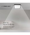 18W LED taklampe - 25 x 25 cm, sort kant