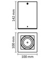 GU10 Taklampe - IP20, firkantet, sort, uten lyskilde