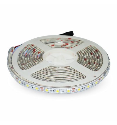 5m 4,2W/m sprutsikker LED-strip - 12V DC, IP65, 60 LED pr. meter