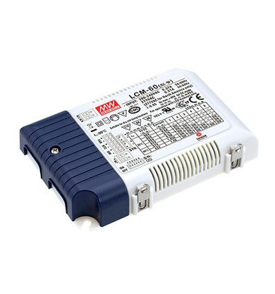 Meanwell 60W / 350-1400mA 0-10V dimbar LCM-60 driver til LED-panel - Passer til våre 45W LED-paneler