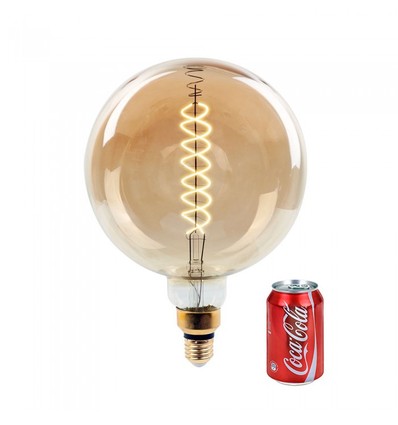 E27 8W dimbar LED kjempe globepære - Ø20 cm, Kultråd, ekstra varm hvit, 2000K