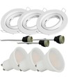 V-Tac 3-pak downlights med 5W lyskilde - Hvit front, komplett med GU10 holder og LED spotter, innendørs