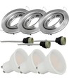 3-pakning 5W innfellingsspot - Stålfront, komplett med GU10-holder og LED-spot