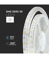 5m 4,8W/m RGB sprutsikker LED-strip - 12V DC, IP65, 30 LED per meter