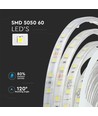 5m 9W/m sprutsikker LED-strip - 24V DC, IP65, 60 LED per meter