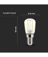 E14 2W LED kjøleskappære - ST26, filament
