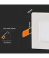 3W 8,4x8,4cm LED innfellingspanel - Hull: 7,3 x 7,3 cm, Mål: 8,4 x 8,4 cm