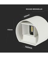 5W LED vegglampe - IP65 utendørs, Rund, Hvit, Justerbar spredning, Inkl. lyskilde