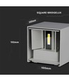 5W LED vegglampe - IP65 utendørs, firkantet, grå, justerbar spredning, inkl. lyskilde