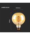 E27 5W LED globepære - Ø12,5cm, Kultråd, ekstra varmhvit
