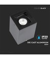 GU10 Taklampe - IP20, firkantet, sort, uten lyskilde
