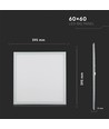 V-Tac 60x60 LED panel - 32W, 4320lm, 120lm/w, hvit kant