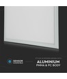 V-Tac 60x60 LED panel - 32W, 4320lm, 120lm/w, hvit kant