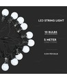 5m LED-lyslenke med 10 stk. pærer - Varmhvit farge, IP44, 230V, 0,5W pærer