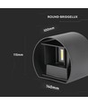 5W LED vegglampe - IP65 utendørs, rund, sort, justerbar spredning, inkl. lyskilde