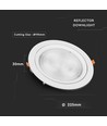 30W Ø22,5cm LED spotlight - Hull: Ø19,5 cm, Mål: Ø22,5 cm, 3 cm høy, Samsung LED chip